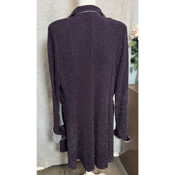 Design Today's by Song & Sung Purple Black Silver Sparkling Button Up Duster 1X - Picture 5 of 7